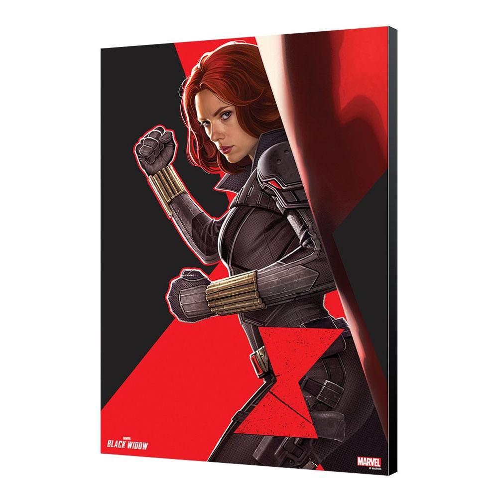 Black widow movie tableau en bois bw side 34 x 50 cm