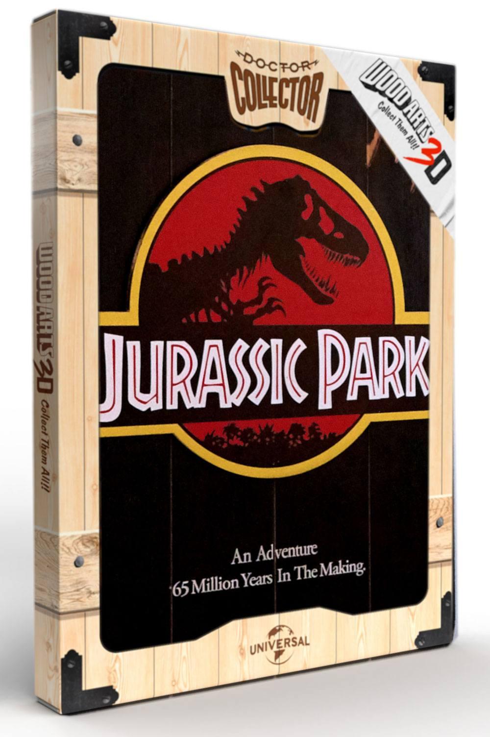 Jurassic park tableau en bois woodarts 3d logo print 1
