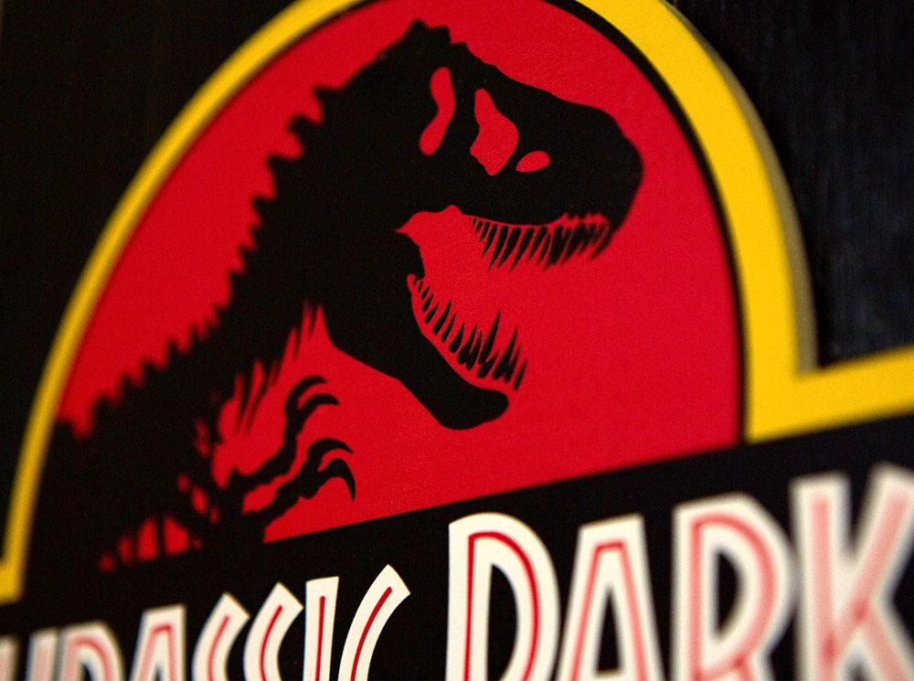 Jurassic park tableau en bois woodarts 3d logo print 2