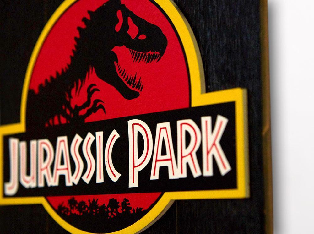 Jurassic park tableau en bois woodarts 3d logo print 4