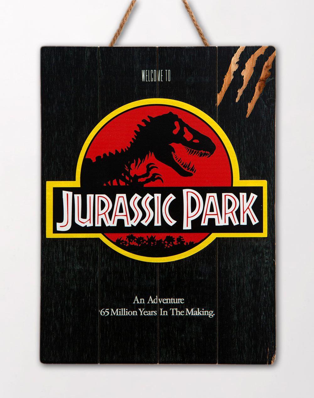 Jurassic park tableau en bois woodarts 3d logo print 6