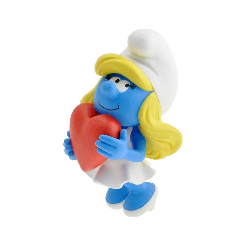 Les schtroumpfs statuette collector collection schtroumpfette tenant le coeur 15 cm suukoo toys 1