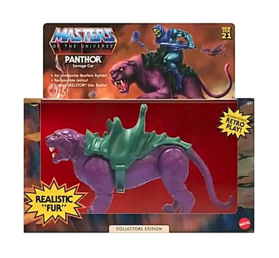 Masters of the universe origins 2021 figurine panthor flocked collectors edition exclusive 14 cm