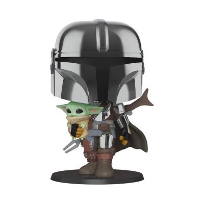 Star Wars The Mandalorian Super Sized POP! figurine The Mandalorian holding The Child 25 cm