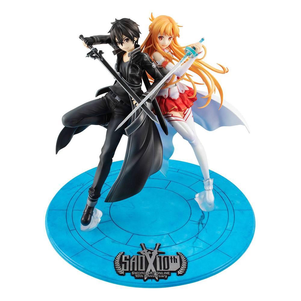 Sword art online statuette pvc lucrea kirito asuna 10th anniversary 22 cm 2