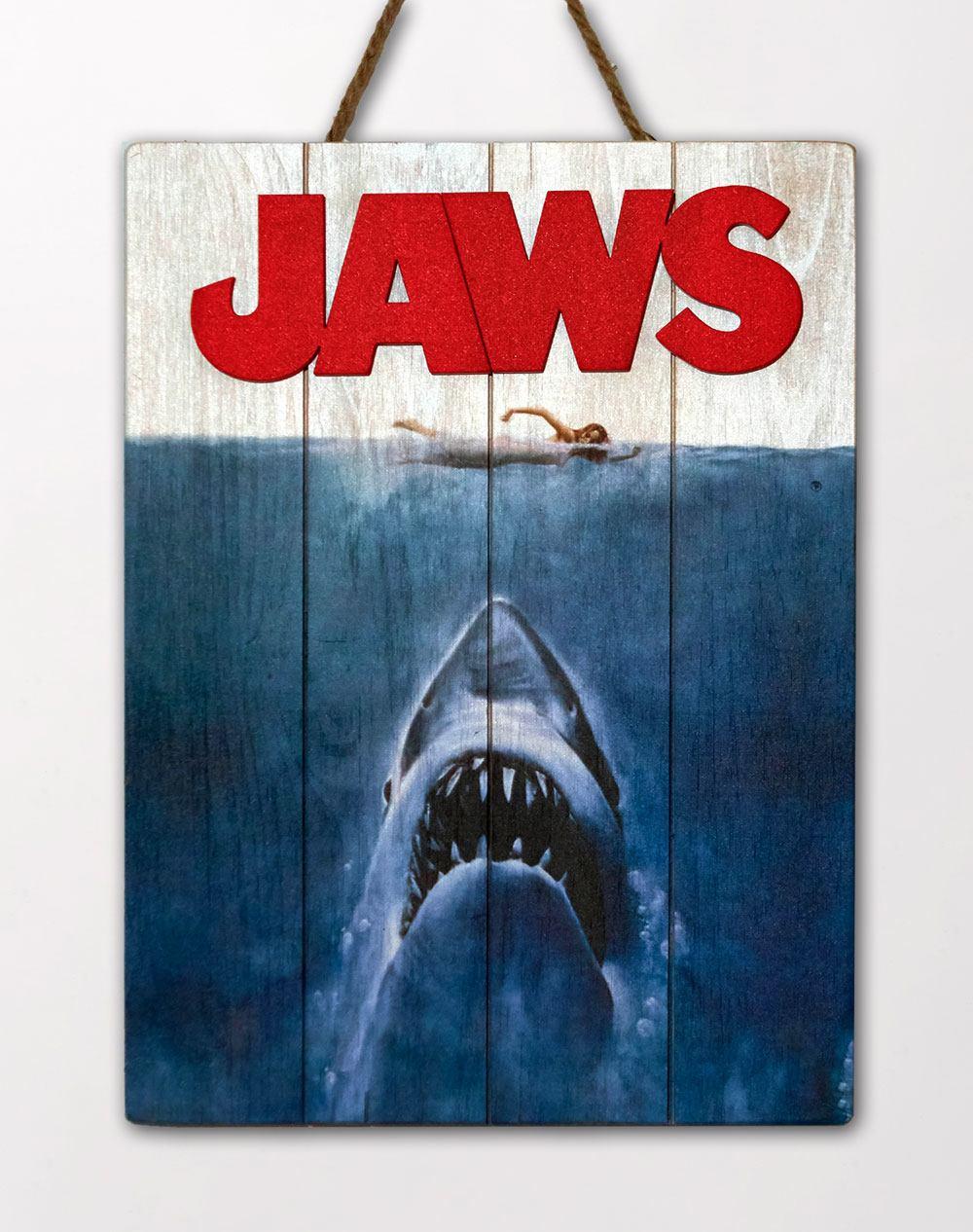 Woord arts jaws les dent de la mer tableau en bois print 1